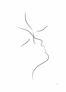 Minimalist kiss line art