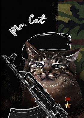 Cute angry cat' Poster, picture, metal print, paint by Evgenuy Merkushov