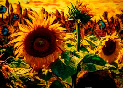 Sunflower Vangogh style