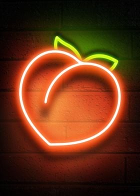 Peach emoji neon sign