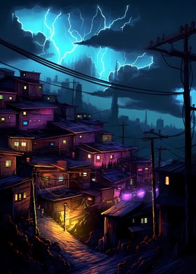 Neon Night in the Favela