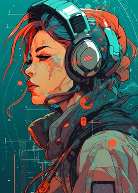 Trend Girl with Headphones