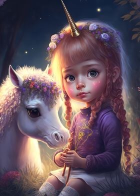 Little girl with a unicorn