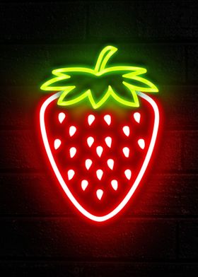Strawberry fruit neon sign