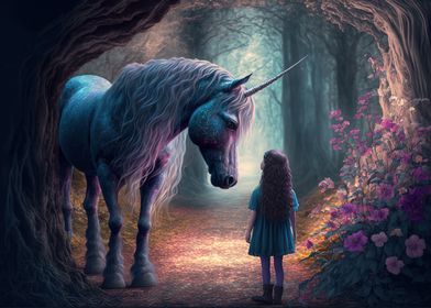 Little girl with a unicorn