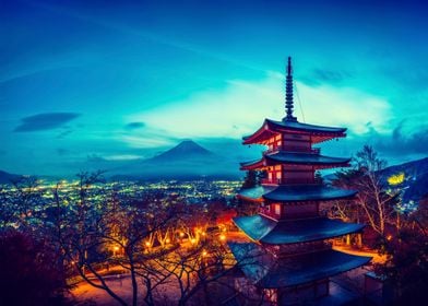 Chureito Pagoda at night