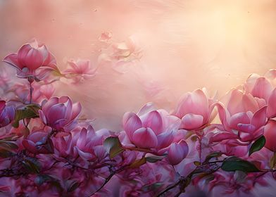 Pink magnolia flowers 