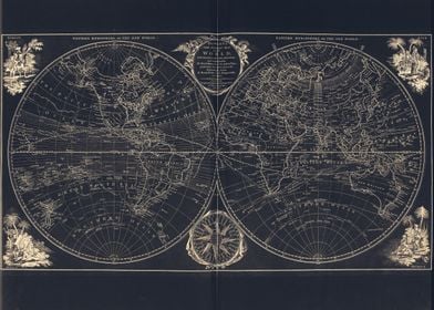 Globe golden world map 