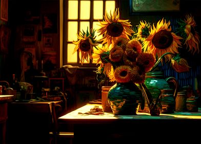 Sunflower Vangogh style
