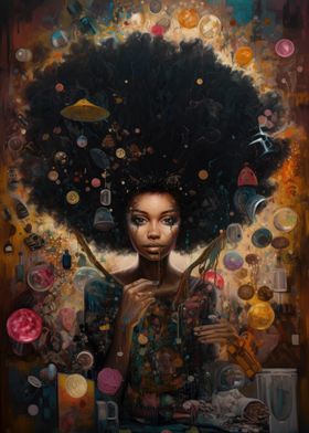 Woman with afro hairstyle