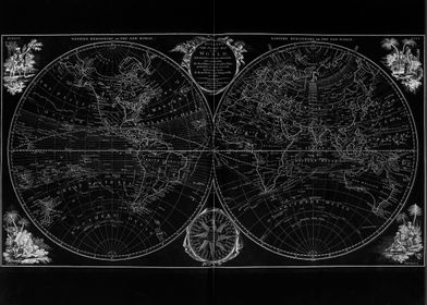 Globe world map black 