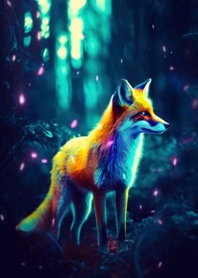 Synthwave Fox with lights