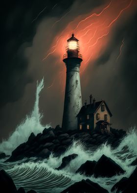 lighthouse in the storm