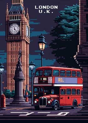 London England Pixel Art