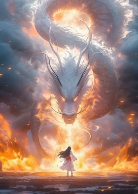 Girls and white dragon