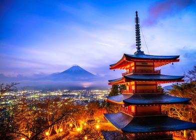 Chureito Pagoda with Fuji