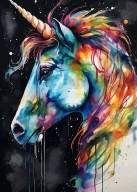 Rainbow Watercolor Unicorn