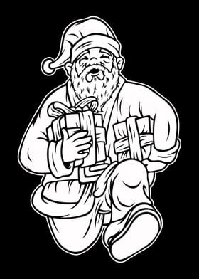 Santa Black And White 01