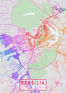 Brasilia City Map Colorful