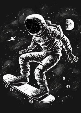 Astronaut on a Skateboard