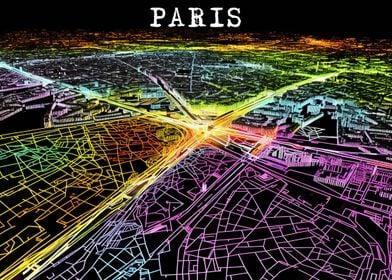 France Paris Map Neon