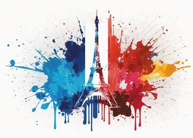 Paris France Splash Paint