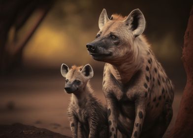 Hyena with cub
