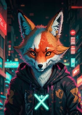 'Cyberpunk Fox' Poster by DervlexArt | Displate