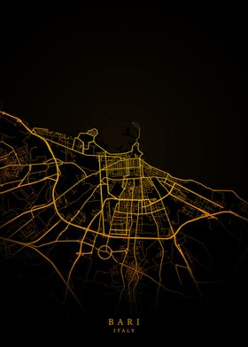 Bari City Map Gold