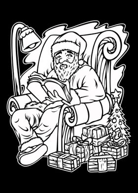 Santa Black And White 01