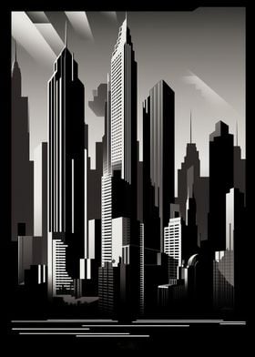 Grey City Skyline 