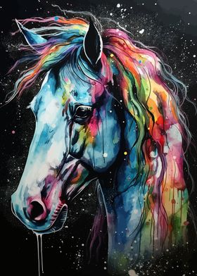 Rainbow Watercolor Unicorn