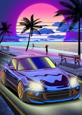 'Sunset JDM S2000 Roadster' Poster by Navin Guyvit | Displate