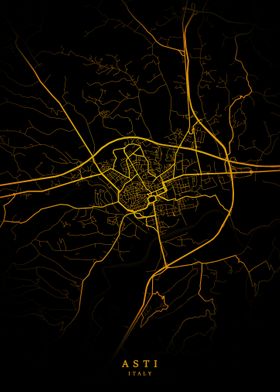 Asti City Map Gold