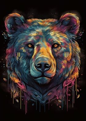 Colorful bear head