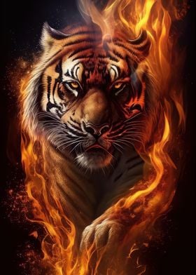 Angry Tiger Fire Animal