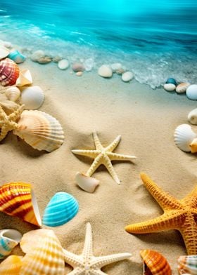 starfish on the beach blue