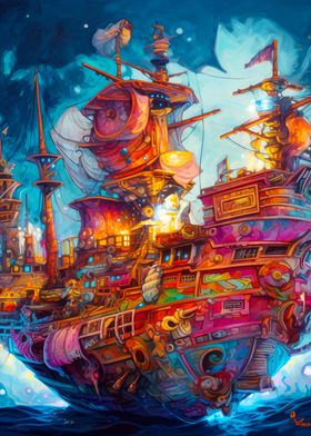 Colorful Ocean Ship