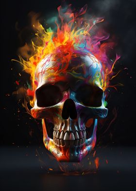 Colorful Neon Skull