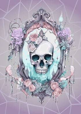 Pastel Goth Floral Skull 