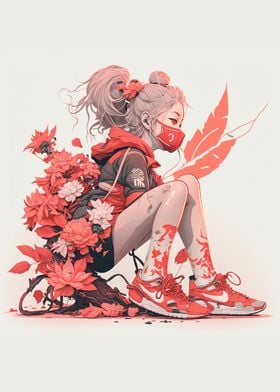 Cute Anime Girl Flowers