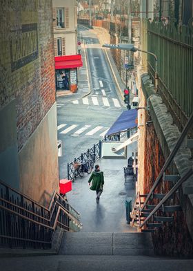 street scene Asnieres town