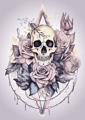 Pastel Goth Floral Skull