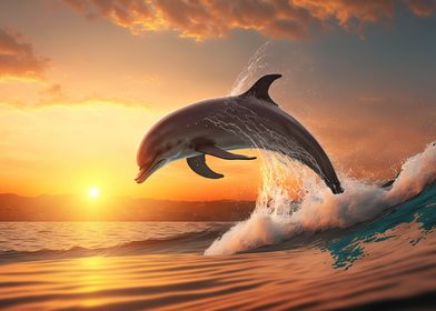 Dolphin surfing