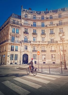 riding bicycle in Paris