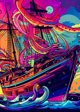 Colorful Ocean Ship