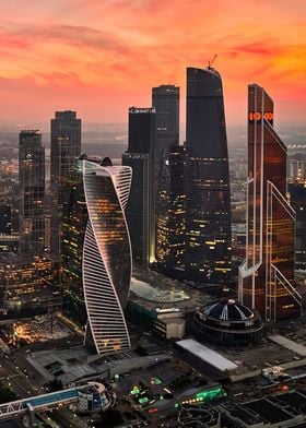 Red sunset in Moscow