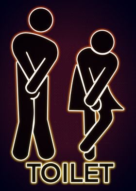 Funny Bathroom Neon Poster