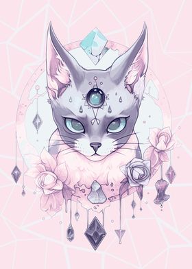 Occult Pastel Goth Cat