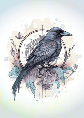 Pastel Goth Crow Painting